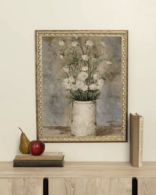 Long Stem White Roses Wall Art