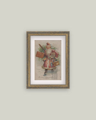 Neutral Santa Framed Antiqued Wall Art