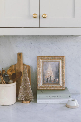 Illuminated Christmas Tree Gold Framed Wall Art