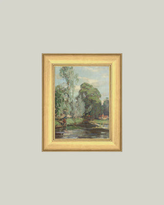 Fishing By A Riverside Framed Wall Art