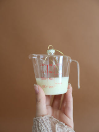 Glass Measuring Cup with Milk Ornament