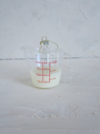 Glass Measuring Cup with Milk Ornament