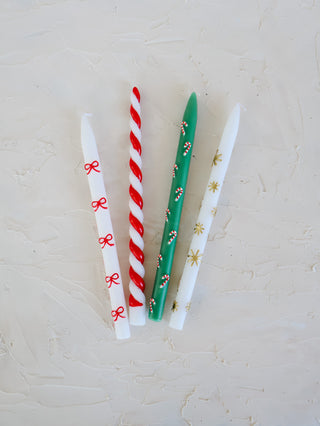 Candy Cane Taper Candle Single