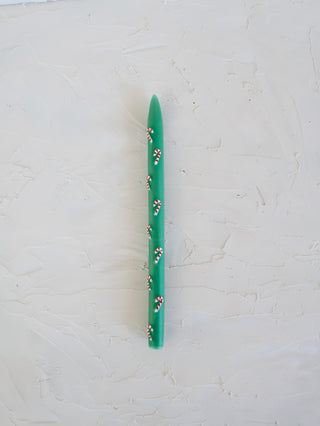 Candy Cane Taper Candle Single