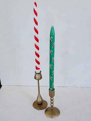 Candy Cane Taper Candle Single