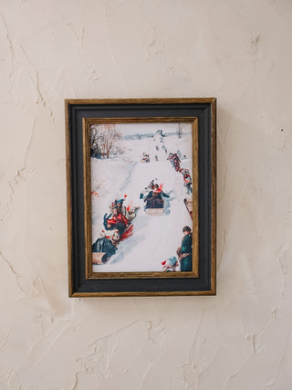 Tobagganing In The Countryside Framed Wall Art