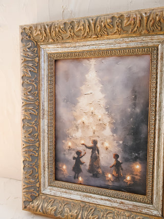 Illuminated Christmas Tree Gold Framed Wall Art