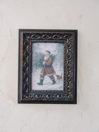 Santa With Tree Framed Wall Art