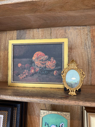 Still Life Of Pumpkins, Grapes, And Peaches Framed Wall Art