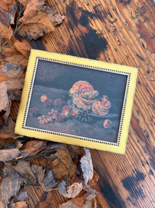 Still Life Of Pumpkins, Grapes, And Peaches Framed Wall Art
