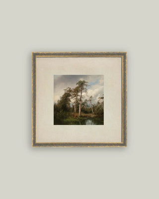 Live Oaks with Deer Framed Wall Art