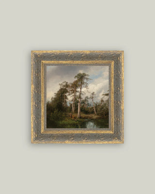 Live Oaks with Deer Framed Wall Art
