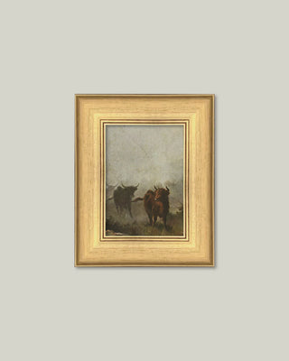 Bulls In The Mist Framed Art (more sizes)