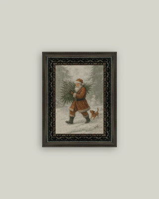 Santa With Tree Framed Wall Art