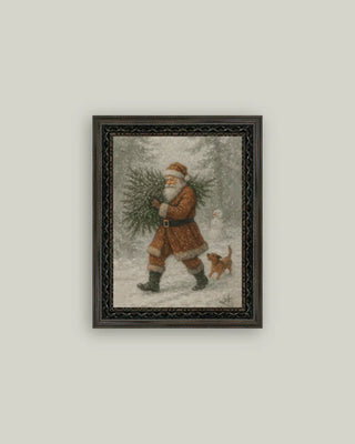Santa With Tree Framed Wall Art