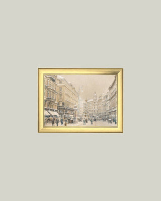 Graben in Vienna at Snow Flurry Framed Antique Art