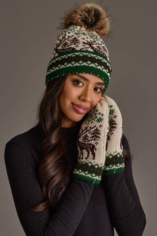 Montana Winter Deer Pattern Mittens