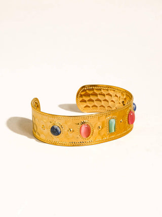 Delaney 18K Gold Colorful Stone Cuff Bracelet