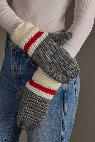 Red Stripe Knit Mittens
