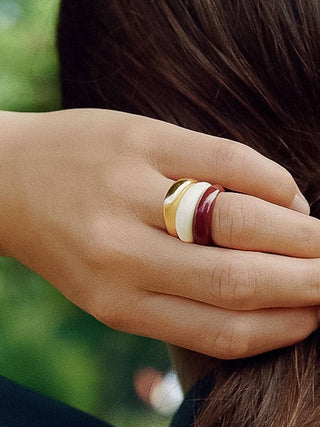 Lottie Enamel Band Ring - Red