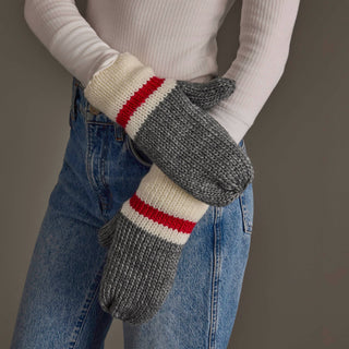 Red Stripe Knit Mittens