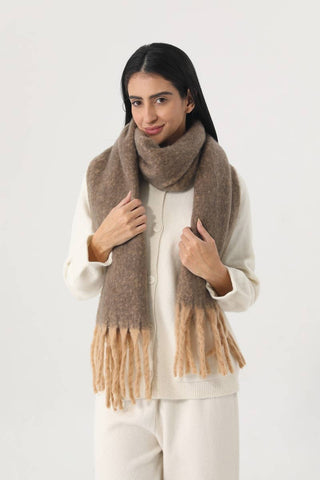 Oversized Cozy Tassel Scarf - Brown