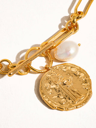 Thalia Coin and Pearl Chain Necklace