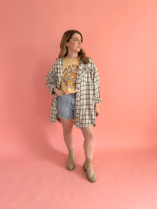The Rowen Plaid Top - Oatmeal