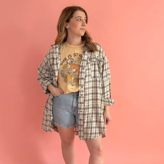 The Rowen Plaid Top - Oatmeal