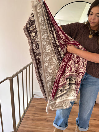 Light Mocha Paisley Triangle Scarf