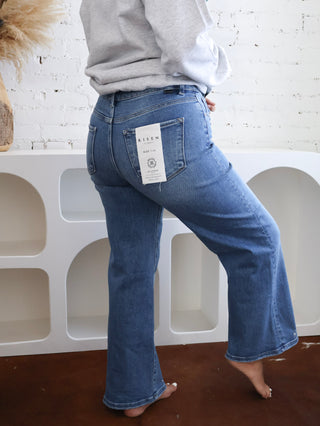RISEN Tummy Control High Rise Crop Wide Jeans