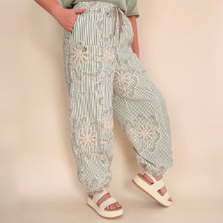 Floral Frenzy Embroidered Pants