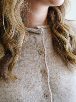 Hayes Quarter Sleeve Button Up Sweater - Light Mocha