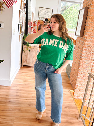 Green Patchwork Game Day Top