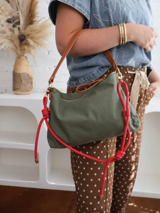 Cosette Canvas Shoulder Bag: Olive