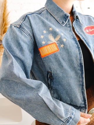 Retro Denim Bomber Jacket