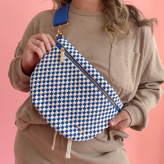 Perry Woven Bum Bag - Checkered Royal Blue