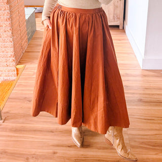 Camel Crinkle Swing Skirt