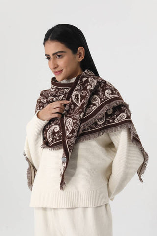 Brown Paisley Triangle Scarf