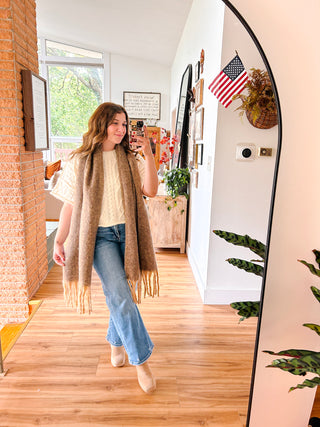Cream Cable Knit Short Sleeve Sweater