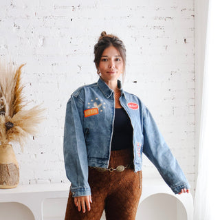 Retro Denim Bomber Jacket