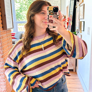 Lavender Striped Knit Sweater