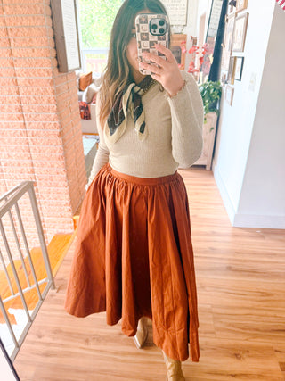 Camel Crinkle Swing Skirt