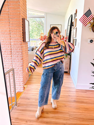 Lavender Striped Knit Sweater
