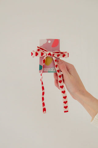 Knit Heart Bow Barrette