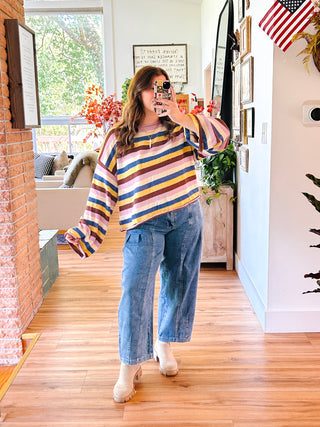 Lavender Striped Knit Sweater