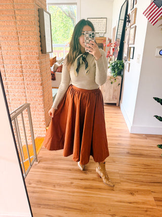 Camel Crinkle Swing Skirt