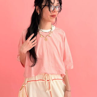 Coral Reef Striped Oversized Tee
