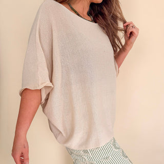 Bella Short Sleeve Top - Cream