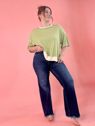 RISEN Tummy Control High Rise Ankle Straight Jeans